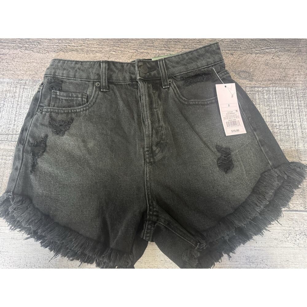 Women's Wild Fable High-Rise Frayed Hem Cut Off Jean Shorts Black Size 2